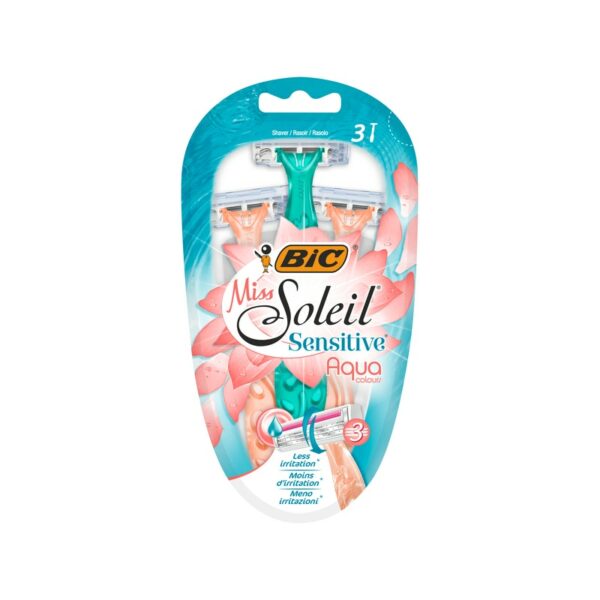 BIC Miss Soleil Sensitive Aqua Colours 3-pack varsiterä