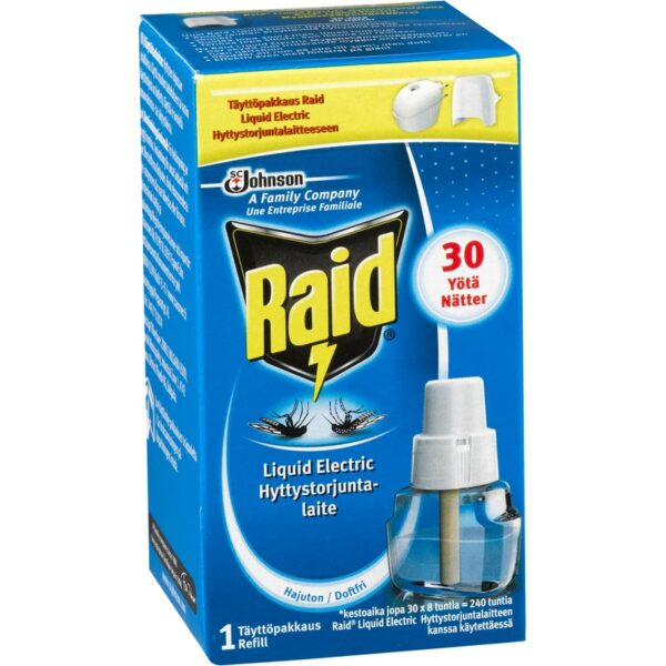 Raid Liquid Electric sähköinen hyttyskarkotin 30 yötä täyttöpakkaus