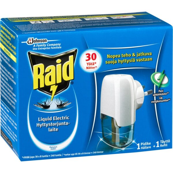 Raid Liquid Electric sähköinen hyttyskarkotin 30 yötä laite+täyttö