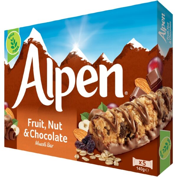 Alpen Fruit & Nut with Milk Chocolate myslipatukka 5x29 g