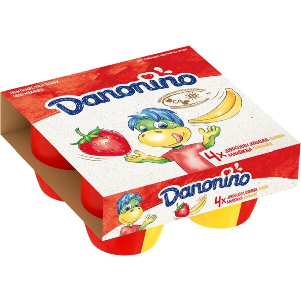 Danonino Duo 4x95g mansikka-banaani hedelmärahka