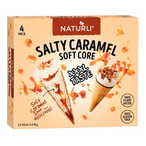 Naturli salty caramel soft core vegaaninen jäätelö 4x90g