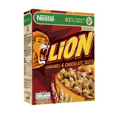 Nestlé Lion 350g suklaan ja toffeen makuisia täysjyvämuroja