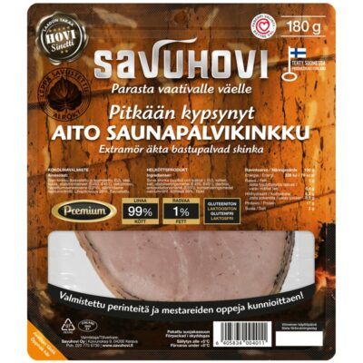 Savuhovi pitkään kypsynyt aito saunapalvikinkku 180g