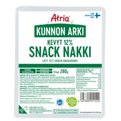 Atria Kunnon Arki Kevyt 12% Snack Nakki 280g