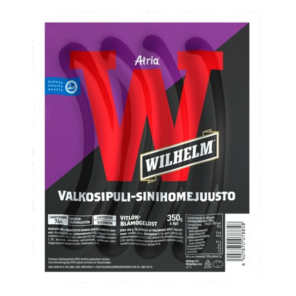 Atria Wilhelm valkosipuli-sinihomejuusto grillimakkara 350g