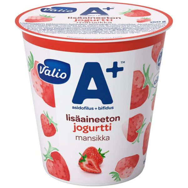 Valio A+ jogurtti 150 g mansikka lisäaineeton laktoositon