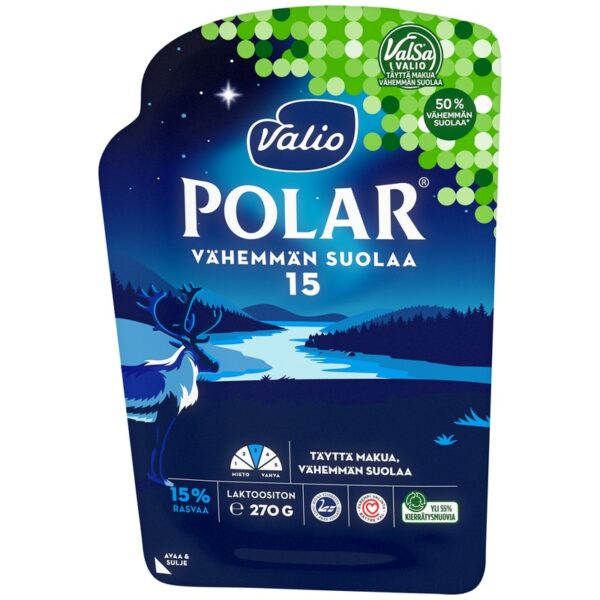 Valio Polar 15 % vähemmän suolaa 270 g viipale