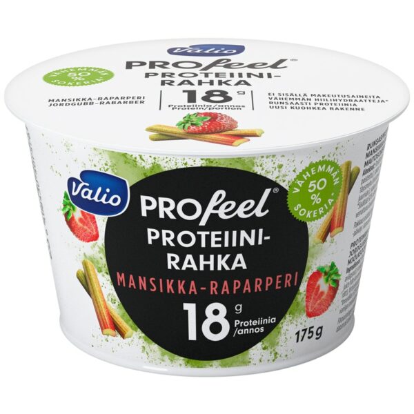 Valio PROfeel proteiinirahka 175 g mansikka-raparperi vähemmän hiilihydraatteja laktoositon