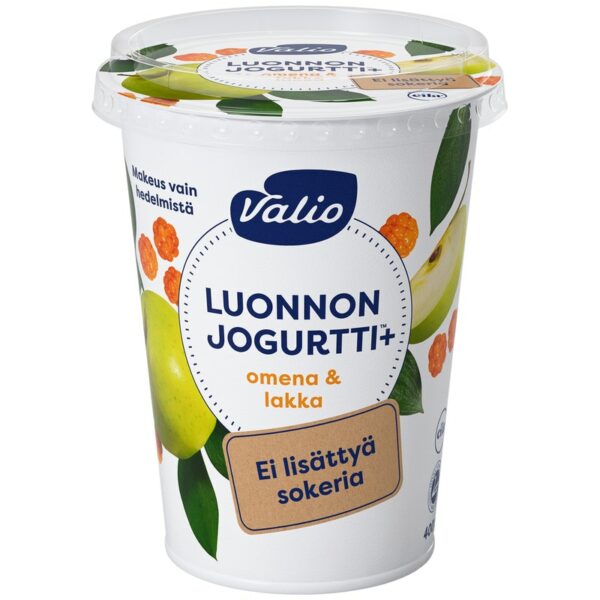 Valio Luonnonjogurtti+ 400g omena-lakka laktoositon