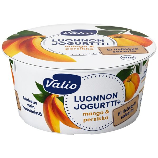 Valio Luonnonjogurtti+ 150g mango-persikka ei lisättyä sokeria laktoositon