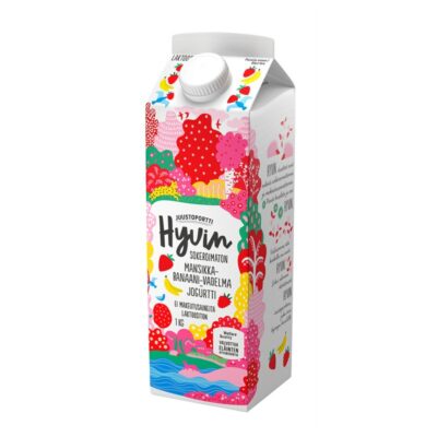 Juustoportti Hyvin sokeroimaton jogurtti 1kg mansikka-vadelma laktoositon