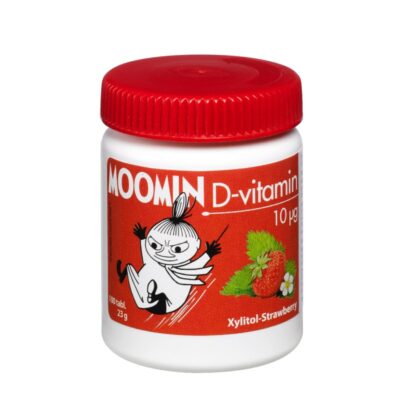 Moomin D-vitamin 10µg 100 tabl. Xylitol-Strawberry