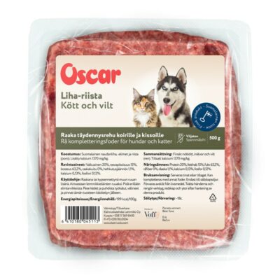 Oscar Liha-riista täydennysrehu koirille ja kissoille 500g pakaste