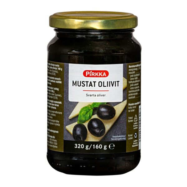 Pirkka mustat oliivit 320g/160g