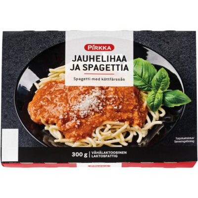 Pirkka jauhelihaa ja spagettia 300 g