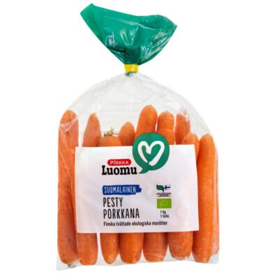 Pirkka Luomu suomalainen pesty porkkana 1 kg 1 lk