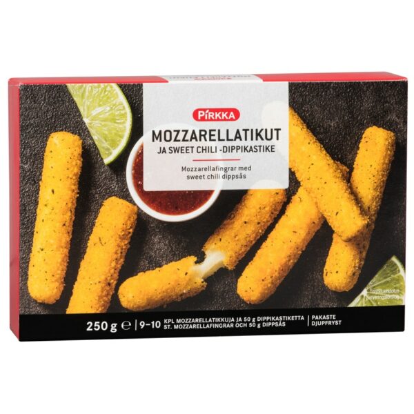 Pirkka mozzarellatikut ja sweet chili -dippikastike 9-10 kpl/250g pakaste