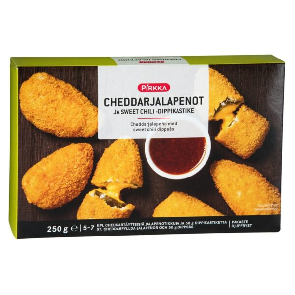 Pirkka cheddarjalapenot ja sweet chili -dippikastike 250g pakaste