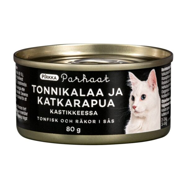 Pirkka Parhaat tonnikalaa ja katkarapuja kastikkeessa kissalle 80g