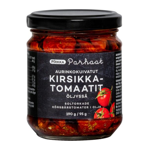 Pirkka Parhaat aurinkokuivatut kirsikkatomaatit öljyssä 190g/95g