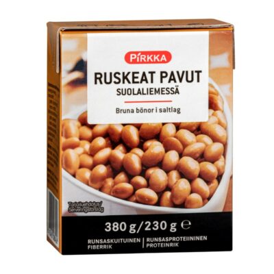 Pirkka ruskeat pavut suolaliemessä 380g/230g