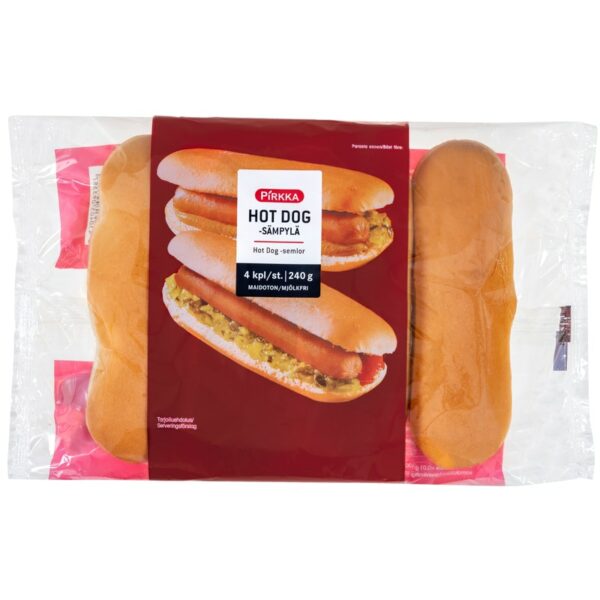 Pirkka hot dog -sämpylä 240g/4kpl