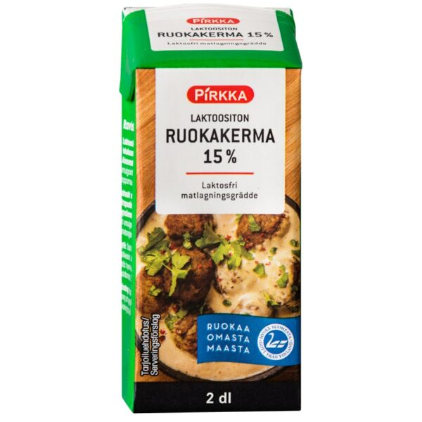 Pirkka laktoositon ruokakerma 15% 2 dl UHT