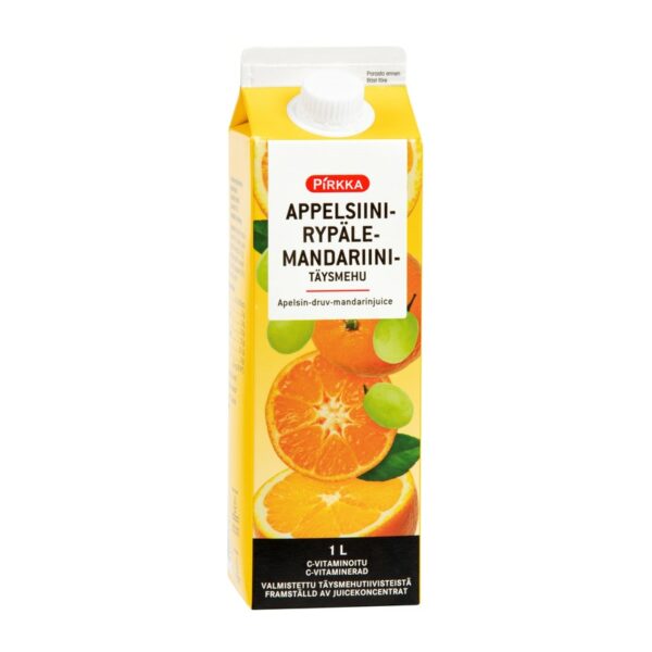 Pirkka appelsiini-rypäle-mandariinitäysmehu 1 l