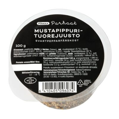 Pirkka Parhaat mustapippurituorejuusto 100 g