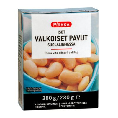 Pirkka isot valkoiset pavut suolaliemessä 380g/230g