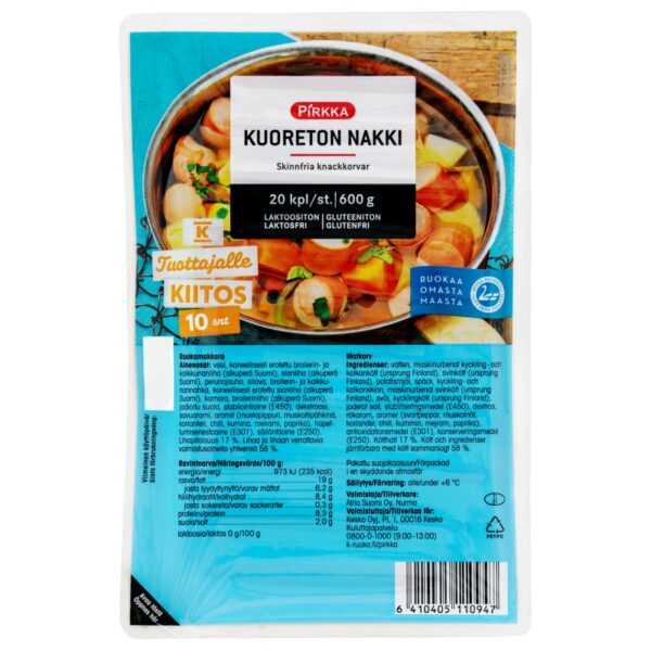 Pirkka kuoreton nakki 600g