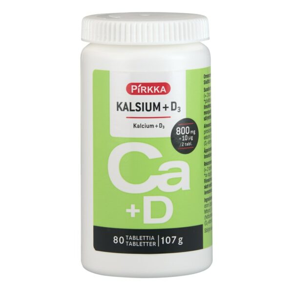Pirkka kalsium + D3 omenanmakuinen 80kpl/107g