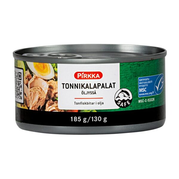 Pirkka tonnikalapalat öljyssä 185g/130g MSC