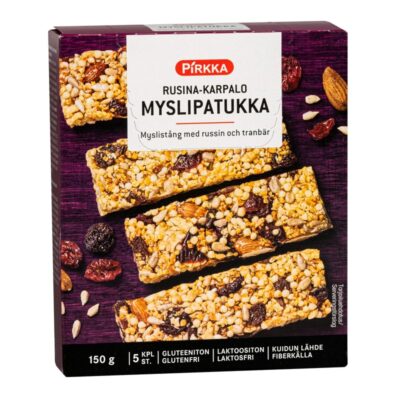 Pirkka rusina-karpalomyslipatukka 5kpl/150g gluteeniton