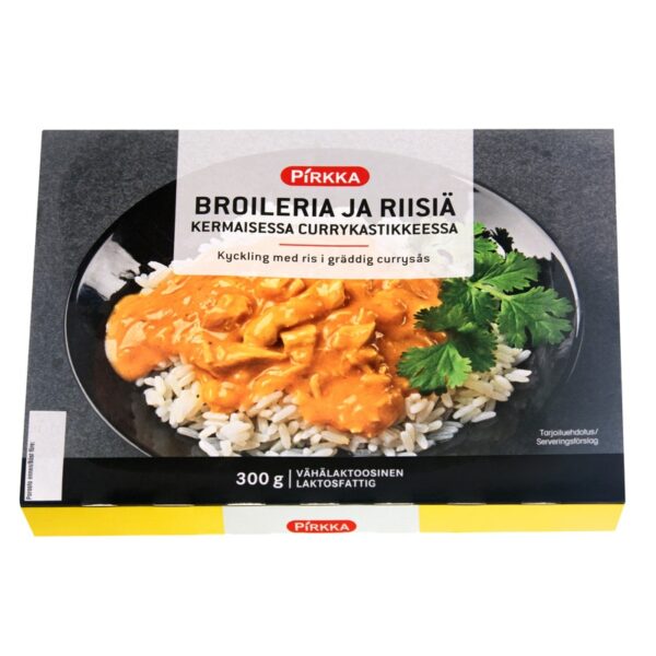 Pirkka broileria ja riisiä kermaisessa currykastikkeessa 300g