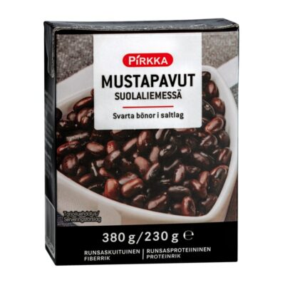 Pirkka mustapavut suolaliemessä 380g/230g