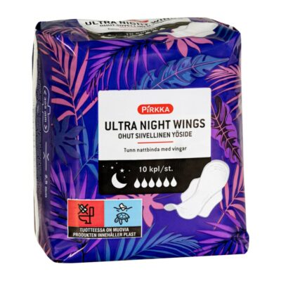 Pirkka Ultra Night Wings ohut siivellinen yöside 10kpl