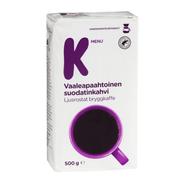 K-Menu vaaleapaahtoinen kahvi 500g rfa
