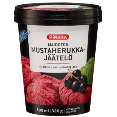 Pirkka maidoton mustaherukkajäätelö 500ml/330g