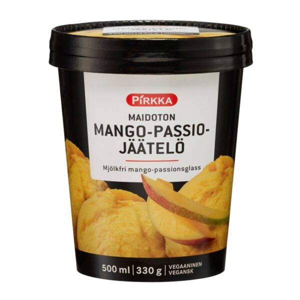 Pirkka maidoton mango-passiojäätelö 500ml/330g