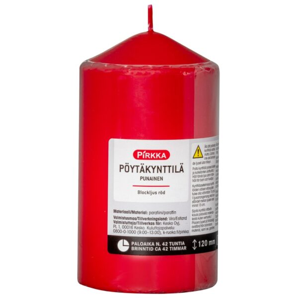 Pirkka pöytäkynttilä punainen 120mmx67mm