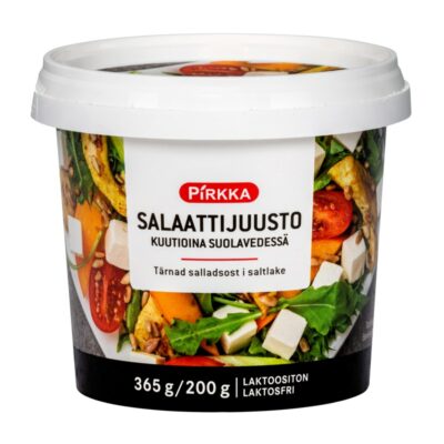 Pirkka salaattijuusto kuutioina suolavedessä 365g/200g laktoositon