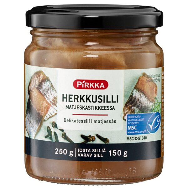 Pirkka herkkusilli matjeskastikkeessa 250g/150g MSC