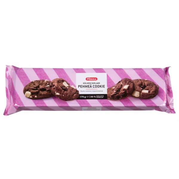 Pirkka kolmen suklaan pehmeä cookie 175g