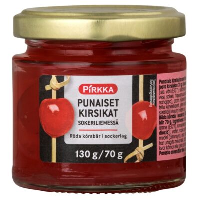 Pirkka punaiset kirsikat sokeriliemessä 130g/70g