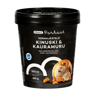 Pirkka Parhaat kermajäätelö kinuski & kauramuru 500 ml/330g