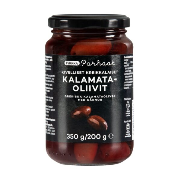 Pirkka Parhaat kivelliset kreikkalaiset kalamataoliivit 350g/200g