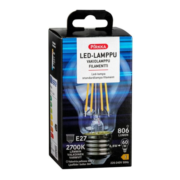 Pirkka led vakiolamppu E27 806lm filamentti