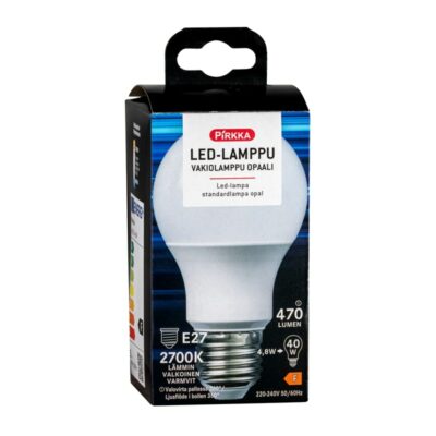 Pirkka LED vakio E27 470lm opal 2700K